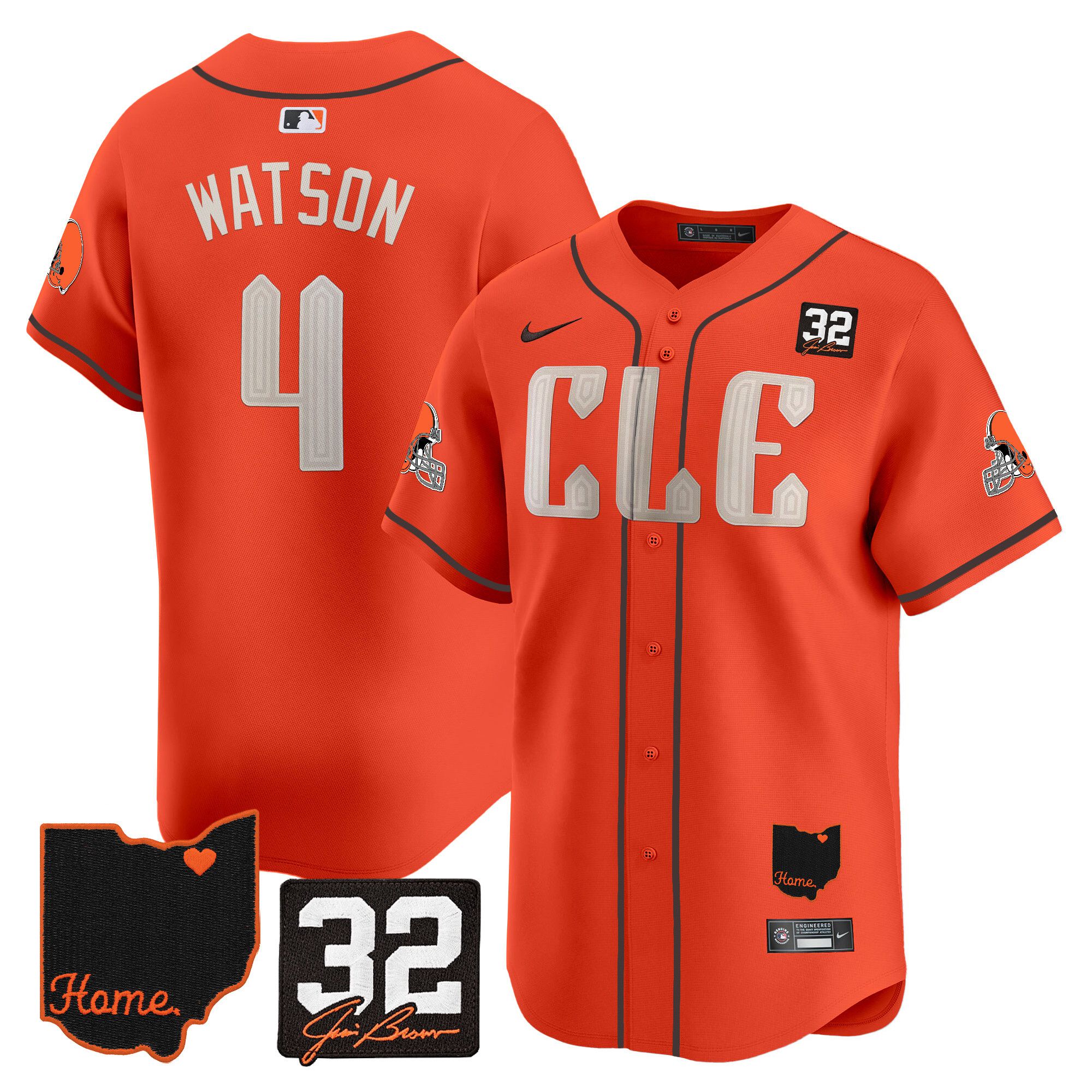 Men Cleveland Browns 4 Watson Orange Home Patch Vapor Premier Limited 2024 Nike NFL Jersey
